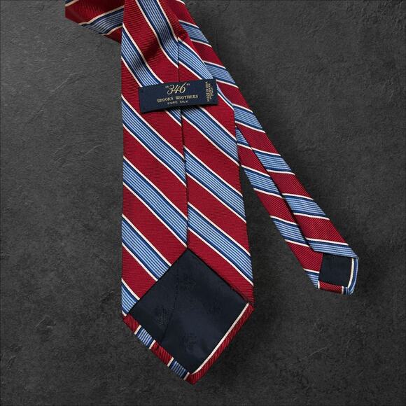 "346" Brooks Brothers Men's 100% Silk Made in Italy Professional Striped Tie - Picture 3 of 3